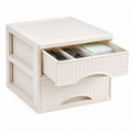 A4 Desktop Storage Drawer Organizer – Wicker-Style Plastic Cabinet with 2, 3 or 4 Drawers for Office & Home