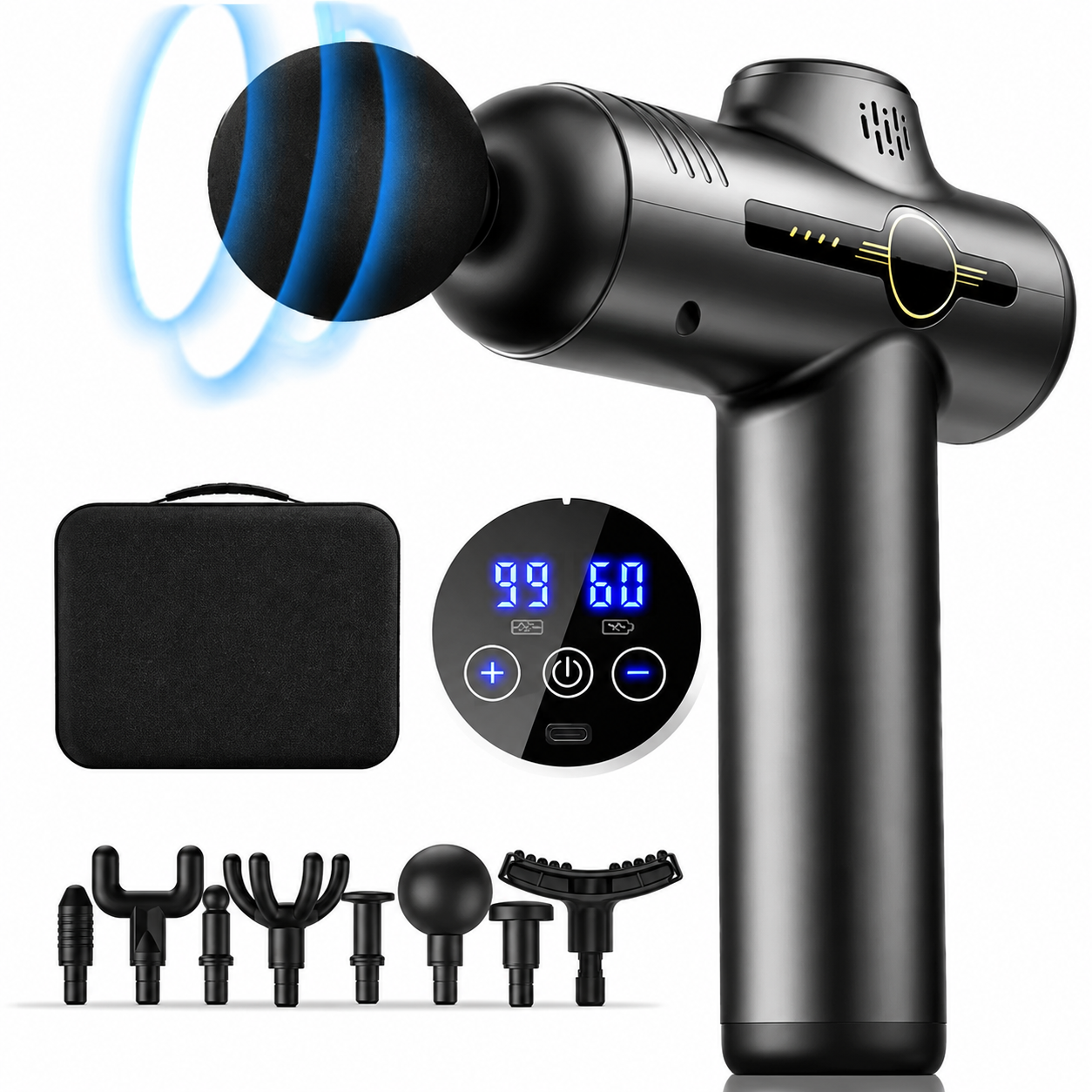 Deep Tissue Massage Gun – 99 Speed Levels, Quiet Muscle Recovery Massager for Body & Neck