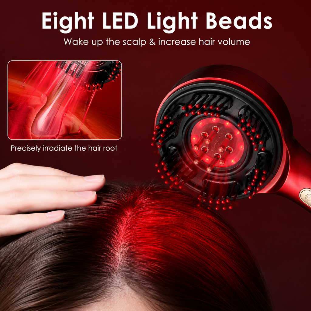Electric Scalp Massager Comb – Vibrating Hair Growth Comb with Serum & Oil Applicator