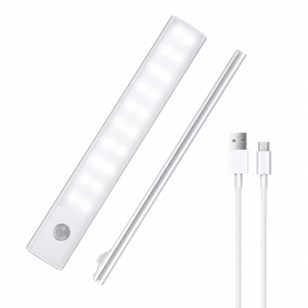 Wireless LED Night Light with Motion Sensor – USB-Rechargeable Night Lamp for Closets and Kitchen Under-Cabinet Lighting