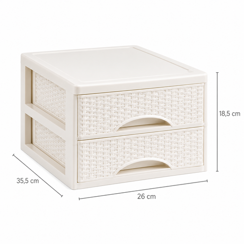 A4 Desktop Storage Drawer Organizer – Wicker-Style Plastic Cabinet with 2, 3 or 4 Drawers for Office & Home