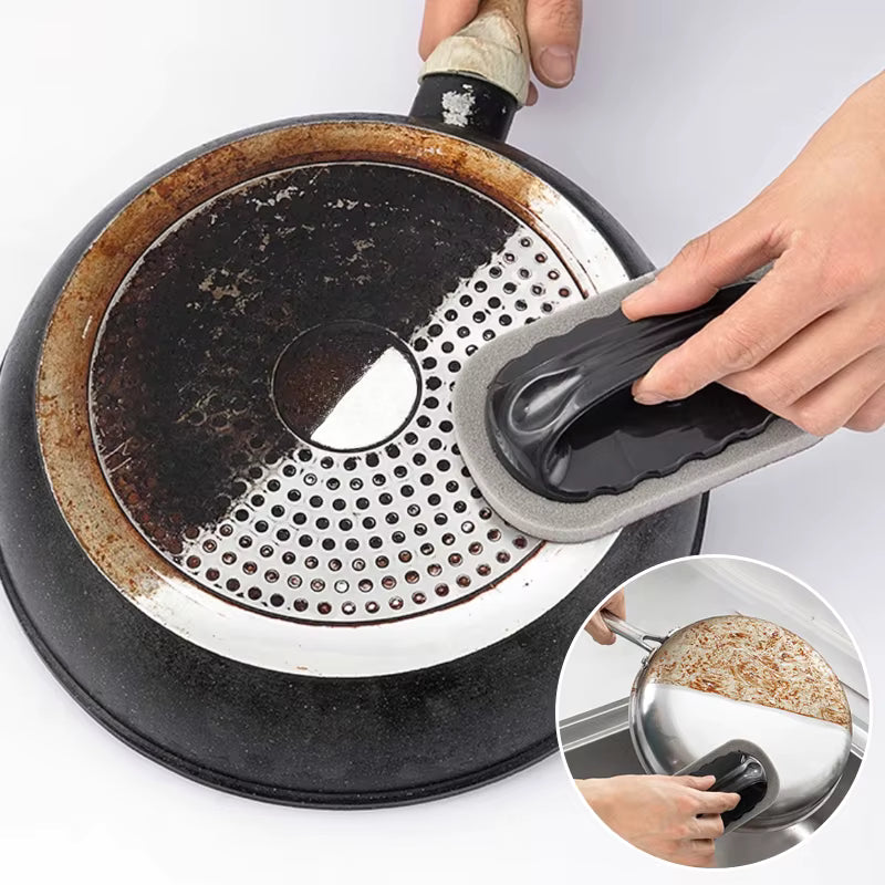 Magic Cleaning Sponge with Ergonomic Handle – Heavy-Duty Scrubbing Pad for Kitchen, Bathroom & Rust Removal
