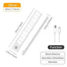 Wireless LED Night Light with Motion Sensor – USB-Rechargeable Night Lamp for Closets and Kitchen Under-Cabinet Lighting