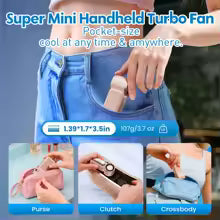 Portable Turbo Handheld Fan – 3000mAh Rechargeable Mini Fan with Digital Display