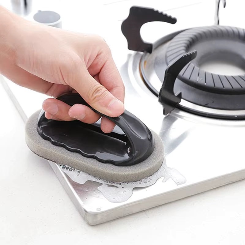 Magic Cleaning Sponge with Ergonomic Handle – Heavy-Duty Scrubbing Pad for Kitchen, Bathroom & Rust Removal