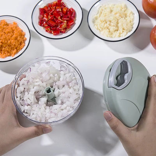 Manual Food Chopper 500ML – Hand Pull Garlic, Onion & Vegetable Chopper, Meat Mincer, Multi-Purpose Kitchen Cutter