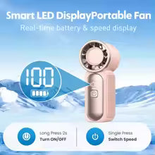 Portable Turbo Handheld Fan – 3000mAh Rechargeable Mini Fan with Digital Display